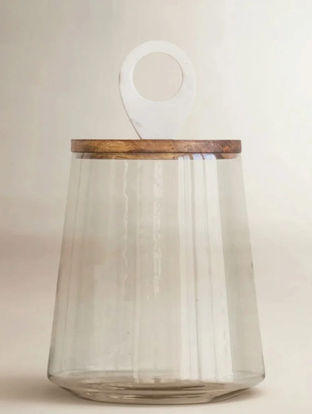 Bloomingville NWT 3 Liter Glass Jar With Mango Wood Lid & Marble Knob 15